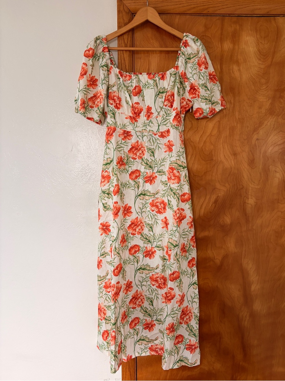 Joie Cream Maxi Dress with Coral Floral Print